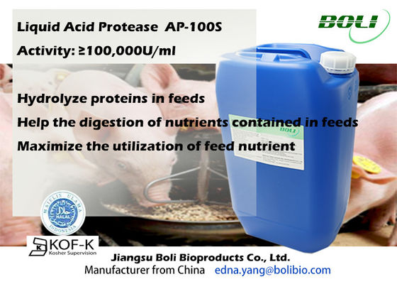 Ácido líquido la enzima de la proteasa 100000u/Ml pienso adictivo hidroliza las proteínas alta CA
