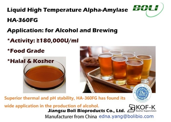 Temperatura 180000 U/Ml de la ha 360FG Alpha Amylase Enzyme Liquid High