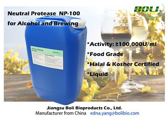 Enzima neutral NP-100 de la proteasa de la elaboración de la cerveza para el líquido 100000 U/Ml del alcohol