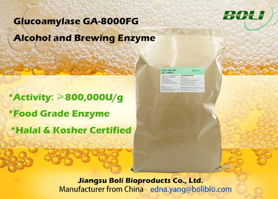 Enzima de la elaboración de la cerveza de la glucoamilasa GA-8000FG para el alto polvo de la categoría alimenticia de Concerntration del alcohol
