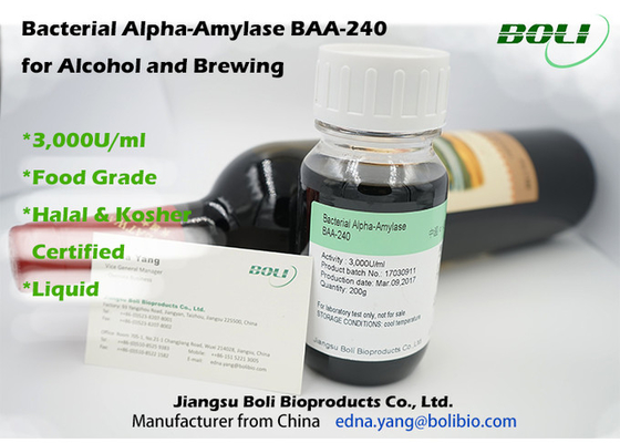 Alpha Amylasee bacteriana BAA-240,3000U/ml, mediados de amilasa alfa de la temperatura, amilasa de la enzima analiza