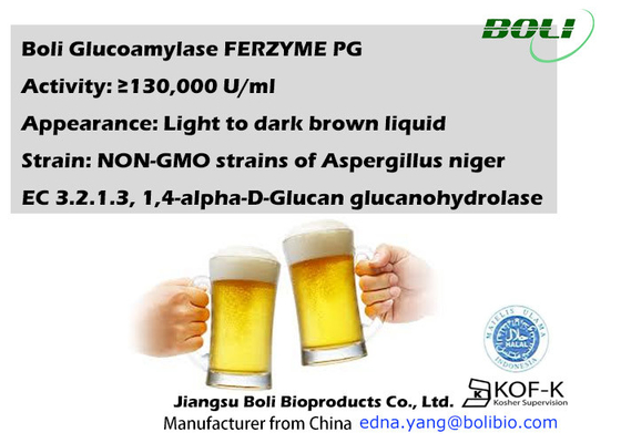 130000U / Ml de la categoría alimenticia de enzima de la glucoamilasa para la sacarificación en sector cervecero de la comida